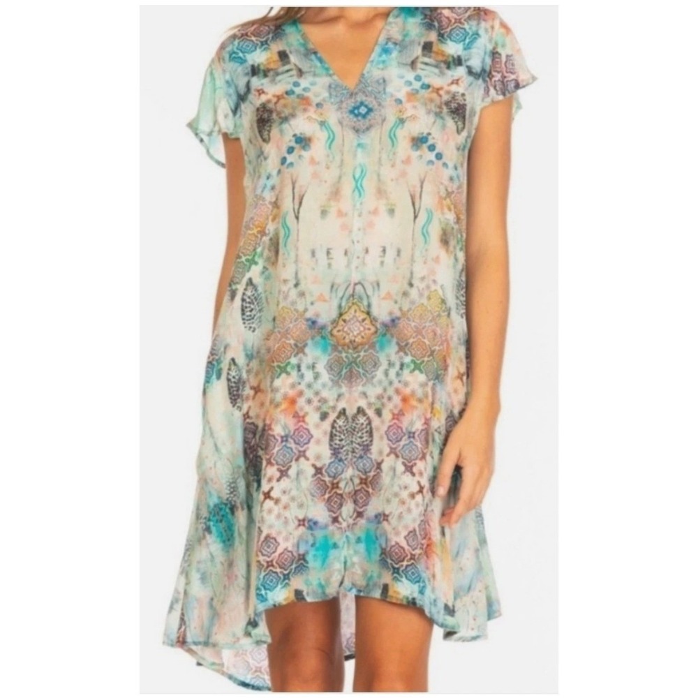 Sundance Feathers By Tolani Jasmita Seafoam Shift Dress S Boho Chic Fairycore